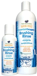 Food grade hydrogen peroxide peppermint essential oxygen brushing rinse from raw essentials